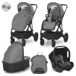 Бебешка количка 3 в 1 Lorelli - Aria, Black