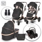Бебешка количка 2 в 1 Lorelli - Glory, Black Diamond