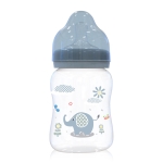 Бебешко шише с широко гърло Lorelli - Baby Care, Animals, 250 ml, Blush Pink