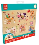 Дървен пъзел Hape - Фермата, 13 части