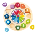 Дървена играчка 2 в 1 Hape - Часовник и сортер