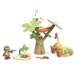 Дървен комплект Hape - Kола с електрическа вятърна турбина, 12 части