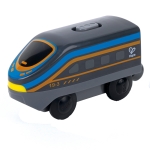 Детска играчка Hape - Междуградски локомотив с батерия, Червен