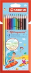 Цветни акварелни моливи Stabilo - Aquacolor, 12 цвята