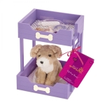 Комплект за кукли Battat - Our Generation, Двуетажно кучешко легло с кученце