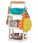 Детски комплект Battat - Тенджери и тигани с поставка за съхранение