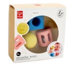 Комплект дрънкалки Hape - Геометрични фигури, 3 броя