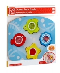 Дървен пъзел Hape - Морски животни с лещи, 5 части