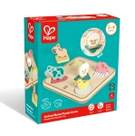 Дървен звуков пъзел Hape - Животни, 6 части