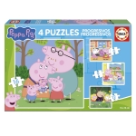 Детски пъзел 4 в 1 Educa - Peppa Pig, Family