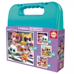 Пъзел в куфарче 4 в 1 Educa - Super Kitties