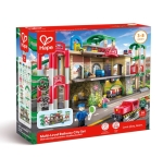 Детска игра Hape - Многоетажен градски железопътен комплект, 58 части