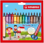Флумастери Stabilo - Trio Scribbi, 14 цвята