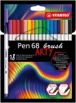 Флумастери Stabilo - Pen 68, Brush Arty, 18 цвята
