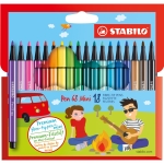 Комплект мини флумастери Stabilo - Pen 68, 18 цвята
