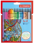 Комплект флумастери Stabilo - Pen 68, 18 цвята