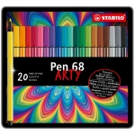 Флумастери Stabilo - Pen 68, Arty, метална кутия, 20 цвята