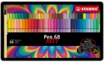 Флумастери Stabilo - Pen 68, Arty, метална кутия, 66 цвята
