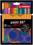 Комплект тънкописци Stabilo - Point 88, Arty, 18 цвята
