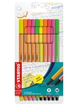Комплект маркери Stabilo - Point 88 + Pen 68 Neon, 10 броя