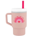 Силиконова чаша със сламка Infantino - Валентинка, 270 ml, Розова