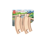 Дървен комплект Hape - Къса железопътна извита релса, 4 броя