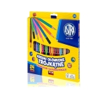 Tриъгълни цветни моливи Astra - 24 цвята, С острилка