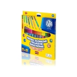 Двустранни цветни моливи Astra - С острилка, 24 броя, 48 цвята