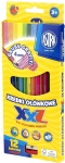 Цветни шестоъгълни моливи Astra - XXL, 12 броя, с острилка