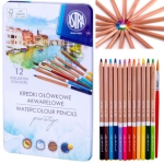Цветни акварелни моливи Astra - Престиж, В метална кутия, 12 цвята