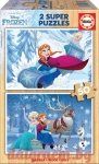 Детски дървен пъзел Educa - Замръзналото кралство, 2 х 50 части