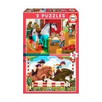 Детски пъзел Educa - Конна езда, 2 х 48 части