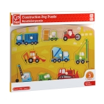 Дървен пъзел Hape - Строителни машини, 10 части