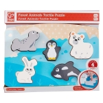 Дървен пъзел Hape - Пипни и разпознай, Полярни животни