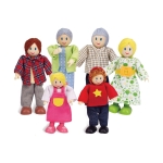 Комплект дървени кукли Hape - Щастливо семейство, 6 броя