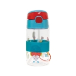 Бутилка за вода със сламка Oops - Насекоми, Синя, 400ml