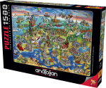 Пъзел Anatolian - Карта на Европа, 1500 части