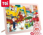 Дървен пъзел Toi World - Строителни машини, 24 части