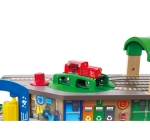 Детска игра Hape - Многоетажен градски железопътен комплект, 58 части