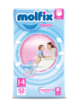 Бебешки пелени гащи Molfix - Maxi 4, 52 броя + Подарък мокри кърпи