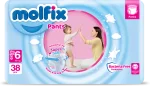 Бебешки пелени гащи Molfix - Extra Large 6, 38 броя + Подарък мокри кърпи