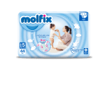 Бебешки пелени Molfix - Junior 5, 44 броя + Подарък мокри кърпи