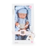 Реалистична кукла бебе Moni Toys - 41 сm, със сиво одеяло