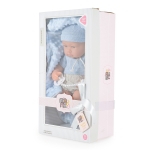 Реалистична кукла бебе Moni Toys - 41 сm, със сиво одеяло
