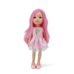 Детска кукла Moni Toys - Pretty Doll, с розова коса, 33 cm
