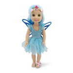 Детска кукла Moni Toys - Fairy Doll, 38 cm, с магическа пръчка, Синя