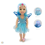 Детска кукла Moni Toys - Fairy Doll, 38 cm, с магическа пръчка, Синя