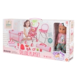 Игрален комплект Tutu love - Кукла с количка, кошара и стол, 36 cm