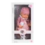 Кукла бебе Moni Toys - 41 cm, с розова шапка и биберон