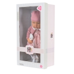 Кукла бебе Moni Toys - 41 cm, с розова шапка и биберон